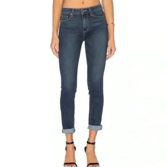 PAIGE Hoxton Crop Rollup Skinny Jeans, Dark Indigo, Size 29 - Picture 1 of 16